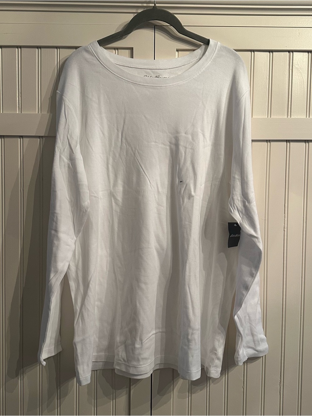 Eddie Bauer White Long-Sleeve Crewneck Top - Women's 3X 100% Cotton